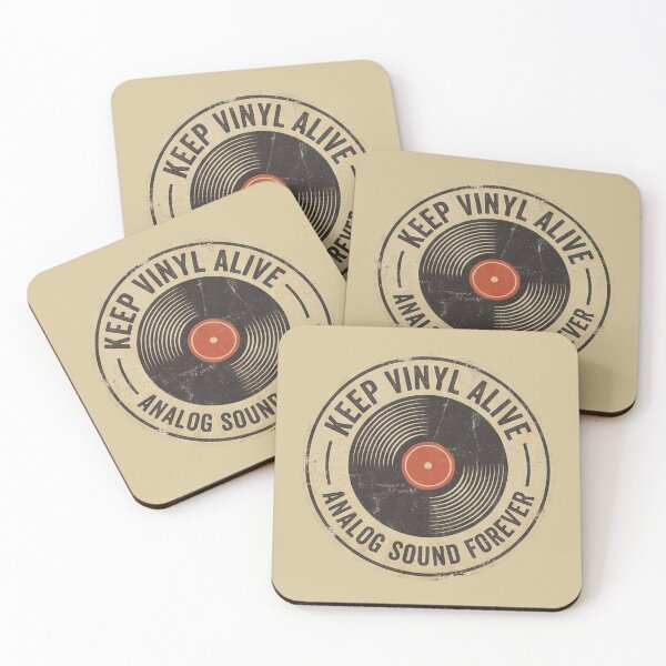 Item preview, Old vinyl record label analog sound forever vintage designed and sold by Monocromo Shop.