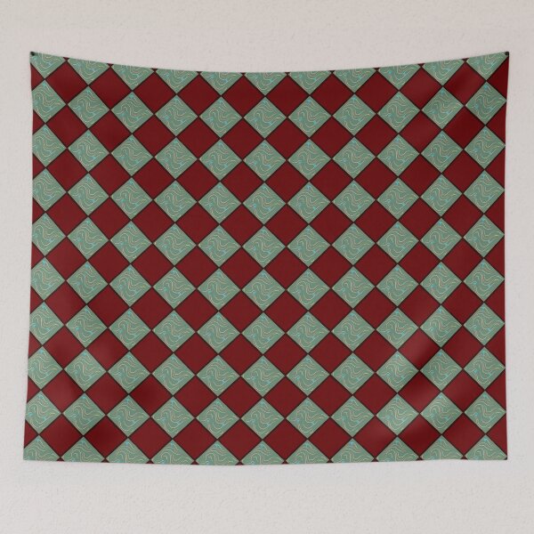Item preview, Mint and Burgundy Checkers  designed and sold by LatexFreeBeans.