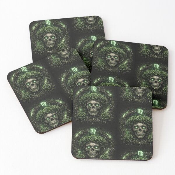 Item preview, Virgo Gothic Skull Zodiac – Dark Green Astrology Aesthetic | Virgo Horoscope Art designed and sold by Bonitivity Zodiacs.