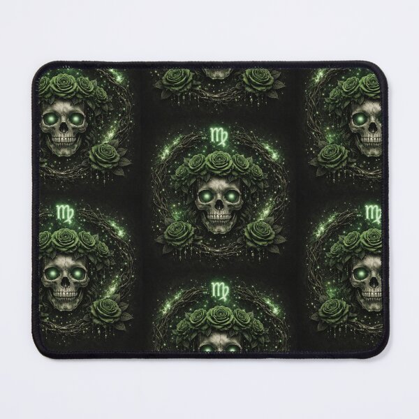 Item preview, Virgo Gothic Skull Zodiac – Dark Green Astrology Aesthetic | Virgo Horoscope Art designed and sold by Bonitivity Zodiacs.
