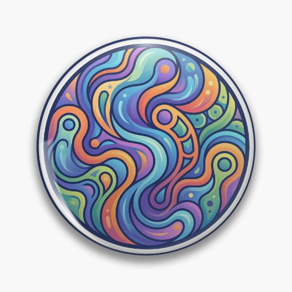 Item preview, Dreamy Liquid Swirl - Vibrant Abstract Psychedelic Badge designed and sold by Robo-toons.