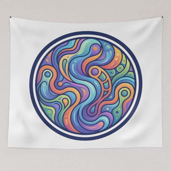 Item preview, Dreamy Liquid Swirl - Vibrant Abstract Psychedelic Badge designed and sold by Robo-toons.