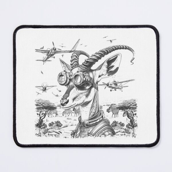 Item preview, Steampunk Antelope Aviator in Vintage Safari Sketch designed and sold by inkoutninja.