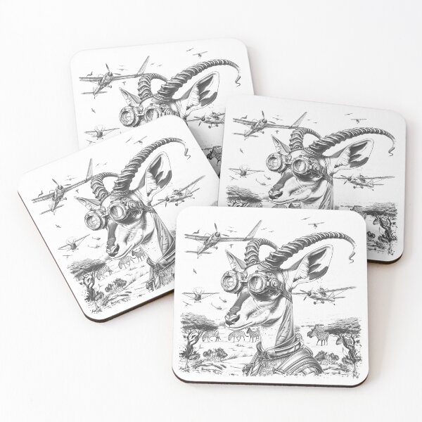Item preview, Steampunk Antelope Aviator in Vintage Safari Sketch designed and sold by inkoutninja.