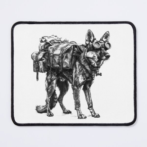 Item preview, Steampunk German Shepherd Explorer with Goggles and Pack designed and sold by inkoutninja.