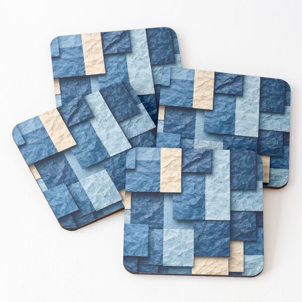 Item preview, Blue Geometric Paper Collage Abstract Pattern designed and sold by Kaleidoscope Print.