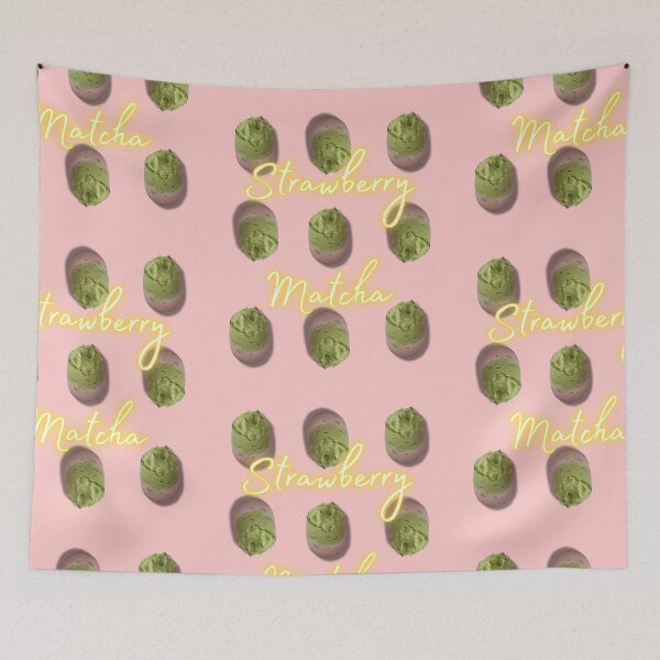 Item preview, strawberry matcha aesthetic drink pattern design designed and sold by Thetdesigns.
