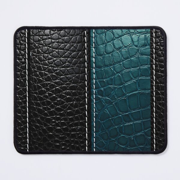 Item preview, Black and Teal Crocodile Leather Texture Pattern designed and sold by Kaleidoscope Print.