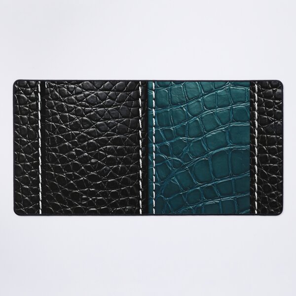 Item preview, Black and Teal Crocodile Leather Texture Pattern designed and sold by Kaleidoscope Print.