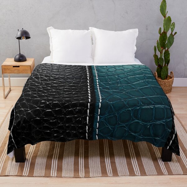 Item preview, Black and Teal Crocodile Leather Texture Pattern designed and sold by Kaleidoscope Print.