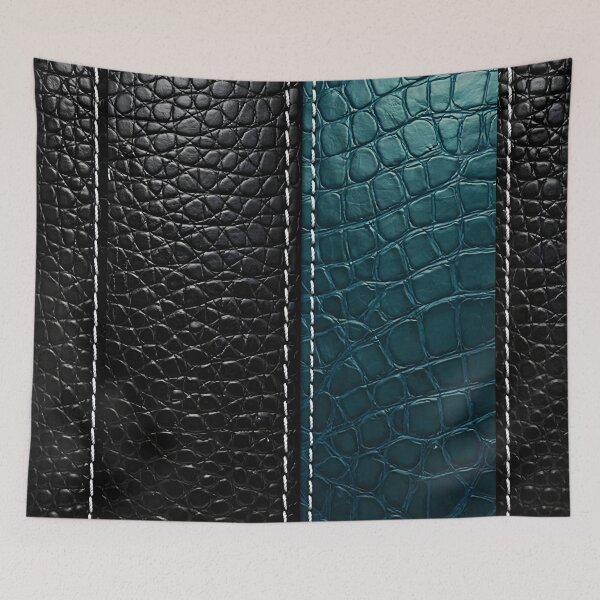 Item preview, Black and Teal Crocodile Leather Texture Pattern designed and sold by Kaleidoscope Print.