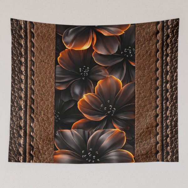 Item preview, Luxury Brown Leather Floral Pattern designed and sold by Kaleidoscope Print.