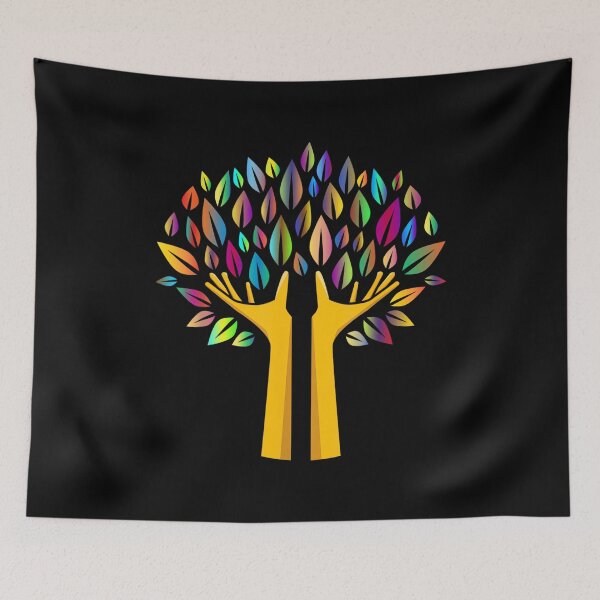 Item preview, Ecology Tree in Hands with Rainbow Leaves designed and sold by DeanASkinner.