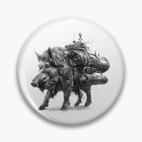 Item preview, Steampunk Warthog Machine Beast in Black and White designed and sold by inkoutninja.