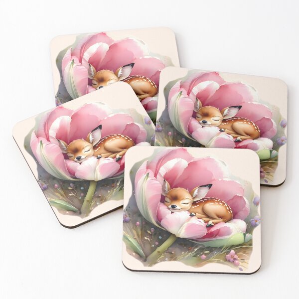 Artikelvorschau, Friedliches Kitz ruht in einer Tulpenblüte entworfen und verkauft von Calmersion Life.