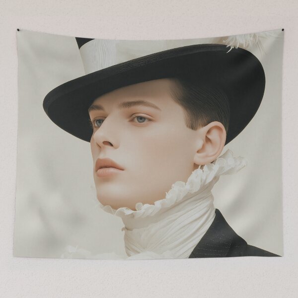 Item preview, Victorian Style Portrait with Top Hat and Lace Collar designed and sold by Mindrender.