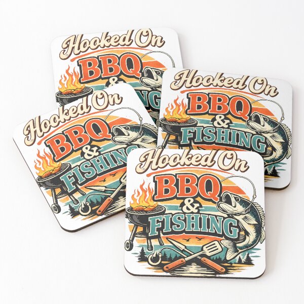 Item preview, Hooked On BBQ & Fishing Retro/Vintage designed and sold by ThaphadaArtGall.