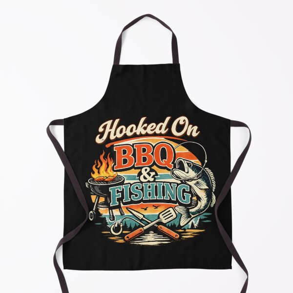 Item preview, Hooked On BBQ & Fishing Retro/Vintage designed and sold by ThaphadaArtGall.