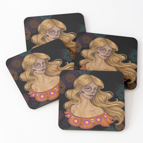 Item preview, Flowing Gold Hair Calavera Girl Illustration designed and sold by KabronX.