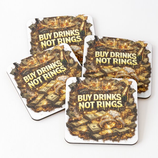 Item preview, Buy Drinks Not Rings Funny Party Lifestyle Graphic designed and sold by Sunny Flamingo Studio.