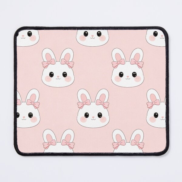 Item preview, A cute pattern of cartoon bunnies with pink bows on a soft pink background designed and sold by Creative88Art.