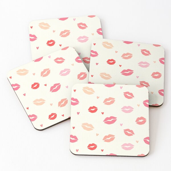 Item preview, A colorful pattern of lips and hearts on a white background designed and sold by Creative88Art.