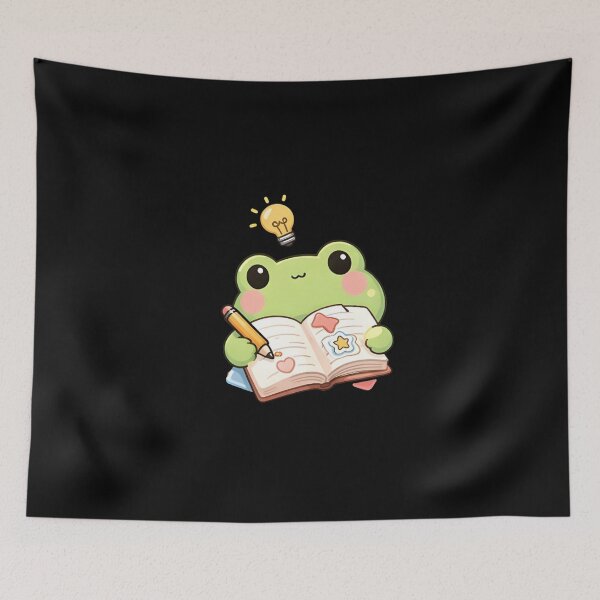 Item preview, Adorable Kawaii Frog Studying with Notebook designed and sold by Trendora90.