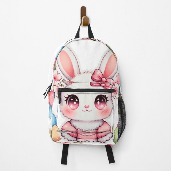 Item preview, Cute Kawaii Easter Bunny Girl with Pink Bow & Cherry Blossoms designed and sold by PixelVibe782.