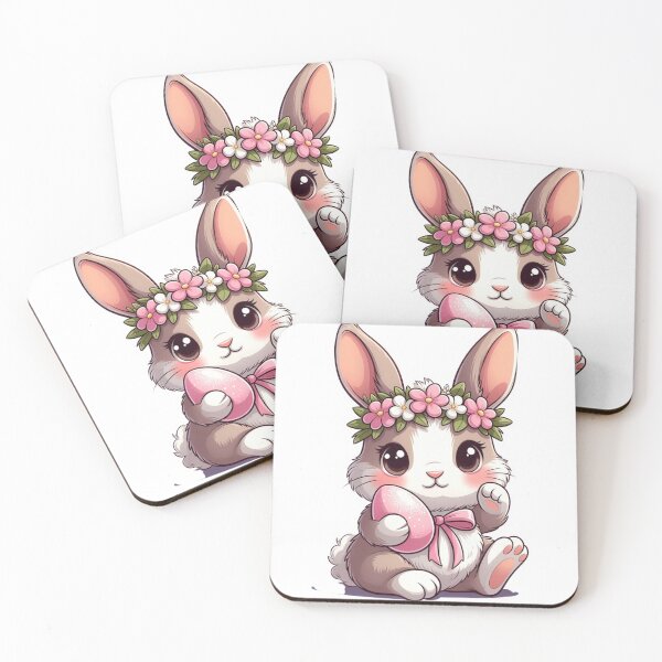 Item preview, Adorable conejito bebé con corona de flores y huevo de Pascua designed and sold by PixelVibe782.