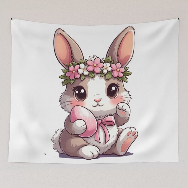 Item preview, Adorable Baby Bunny with Flower Crown Easter Egg designed and sold by PixelVibe782.