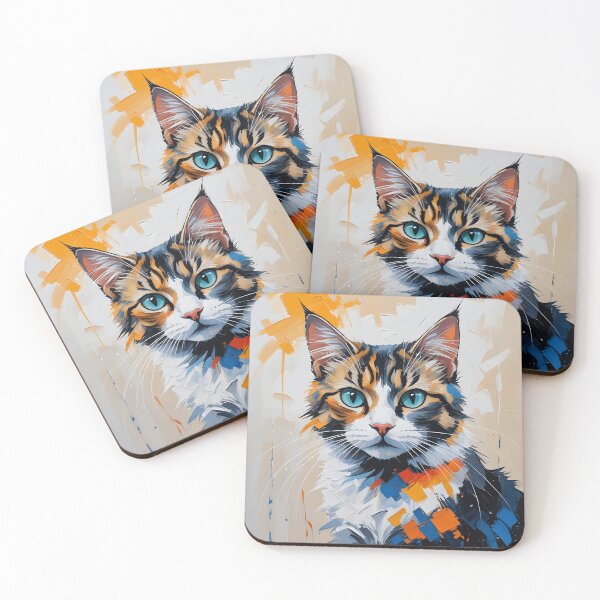Item preview, Abstract Colorful Cat Painting – Modern Artistic Cat Portrait designed and sold by ArtnarongDesign.