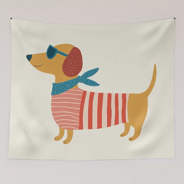 Item preview, Cool Dachshund In Striped Shirt designed and sold by junkydotcom.