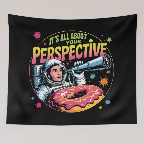 Item preview, Retro Astronaut Perspective Quote With Giant Donut designed and sold by VantagePrints.