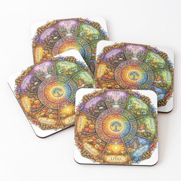 Item preview, Pagan wheel of the year with glowing tree of life  designed and sold by DoneAndDusted.