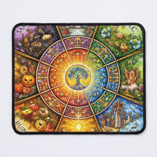 Item preview, Pagan wheel of the year with glowing tree of life designed and sold by DoneAndDusted.