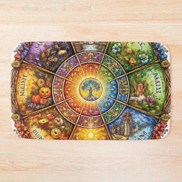 Item preview, Pagan wheel of the year with glowing tree of life  designed and sold by DoneAndDusted.