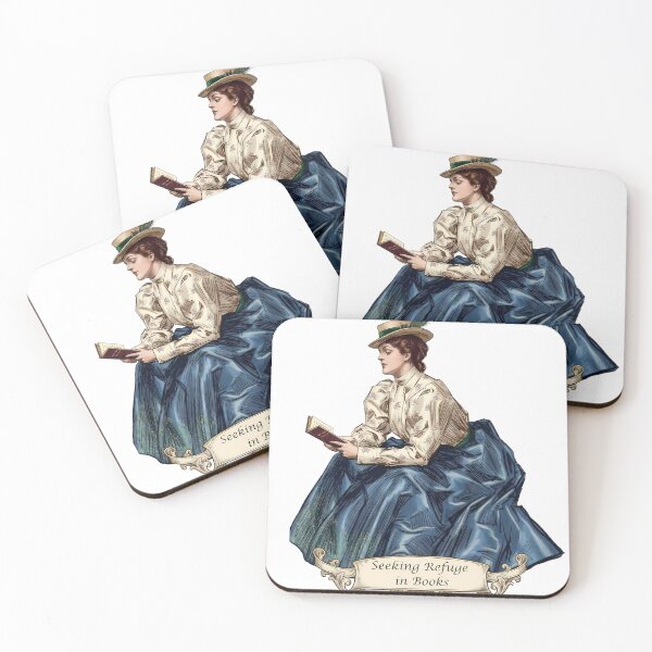 Item preview, Seeking Refuge in Books | Vintage Book Lover Art designed and sold by The Archive Alchemist.