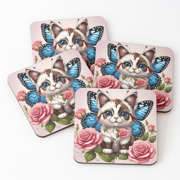 Item preview, Butterfly Winged Kitten in Rose Garden designed and sold by CASASIS_MERCH.