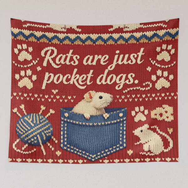Item preview, Rats are just pocket dogs – Cozy knitting pattern with a mouse in a pocket designed and sold by Mauswohn.