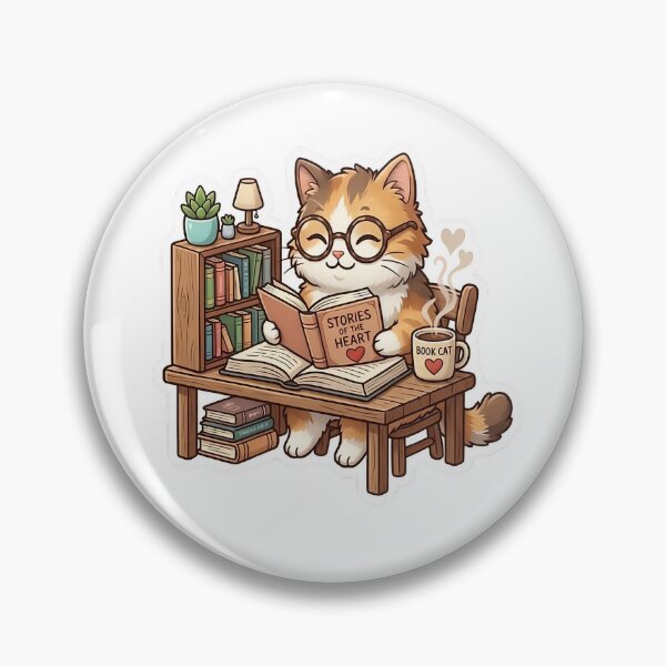 Artikelvorschau, Niedlicher Katzenaufkleber für Bücherliebhaber | Gemütliche Bücherwurm-Katze | Lesende Katze mit Brille entworfen und verkauft von sam54796.