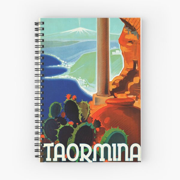 Item preview, Vintage Taormina Travel Poster | Art Deco Style | Sicily Italy Wall Art | Historic Ruins & Mount Etna | 20th Century Tourism Print designed and sold by artofuniverse.