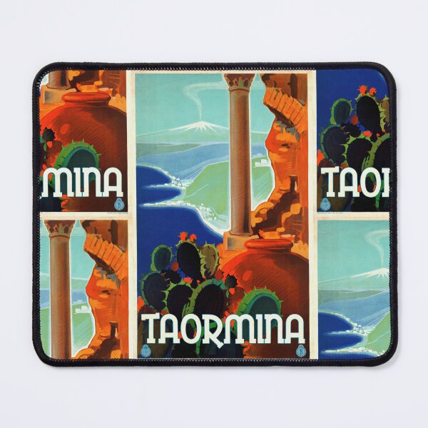 Item preview, Vintage Taormina Travel Poster | Art Deco Style | Sicily Italy Wall Art | Historic Ruins & Mount Etna | 20th Century Tourism Print designed and sold by artofuniverse.