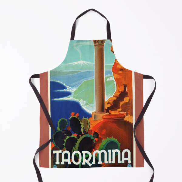 Item preview, Vintage Taormina Travel Poster | Art Deco Style | Sicily Italy Wall Art | Historic Ruins & Mount Etna | 20th Century Tourism Print designed and sold by artofuniverse.