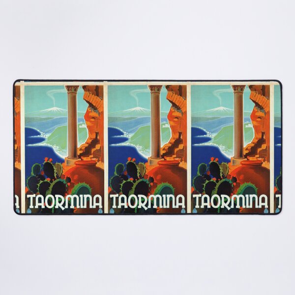 Item preview, Vintage Taormina Travel Poster | Art Deco Style | Sicily Italy Wall Art | Historic Ruins & Mount Etna | 20th Century Tourism Print designed and sold by artofuniverse.