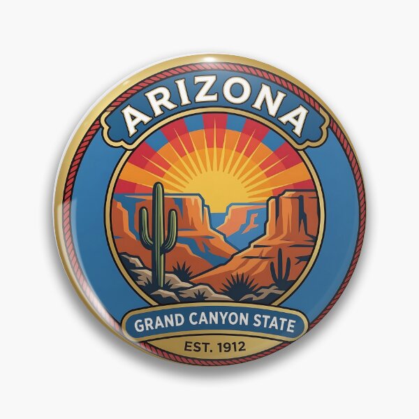 Artikelvorschau, Arizona Grand Canyon State – Vintage-Retro-Wüstenreise-Abzeichen-Design entworfen und verkauft von Pattern-Parade.