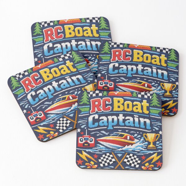 Item preview, RC Boat Captain – remote control, racing boat and winner's trophy in knitted pattern style designed and sold by Mauswohn.