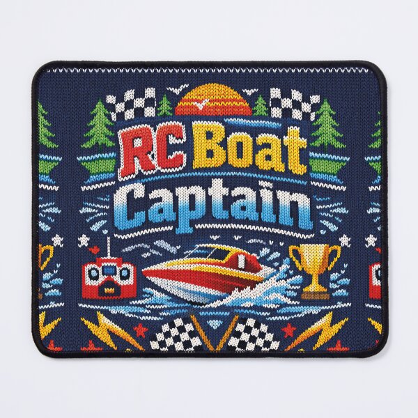 Item preview, RC Boat Captain – remote control, racing boat and winner's trophy in knitted pattern style designed and sold by Mauswohn.