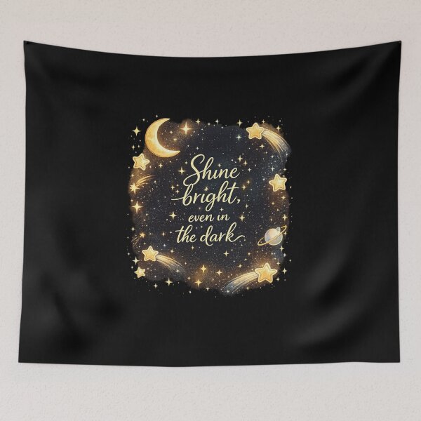 Item preview, Shine Bright Inspirational Quote – Celestial Moon and Stars Design designed and sold by Sparkle and bloom .