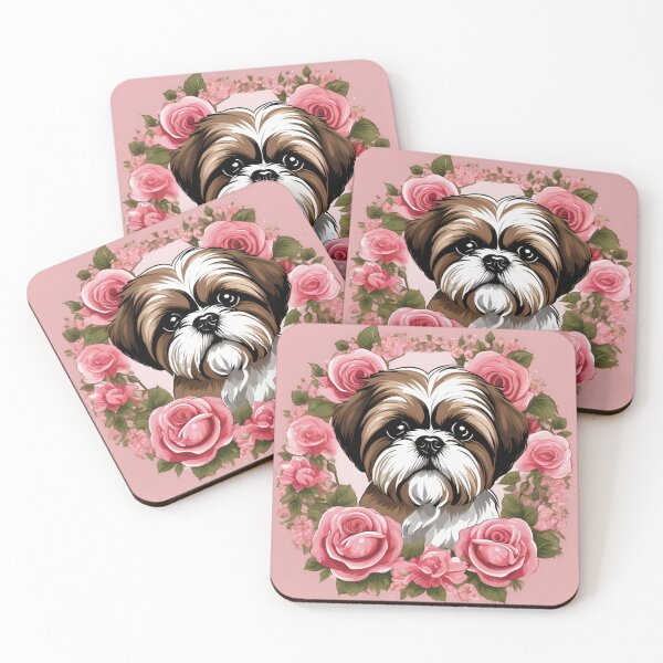 Item preview, Shih Tzu Portrait in Pink Rose Wreath designed and sold by CASASIS_MERCH.