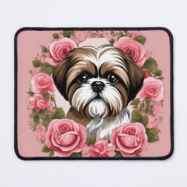 Item preview, Shih Tzu Portrait in Pink Rose Wreath designed and sold by CASASIS_MERCH.